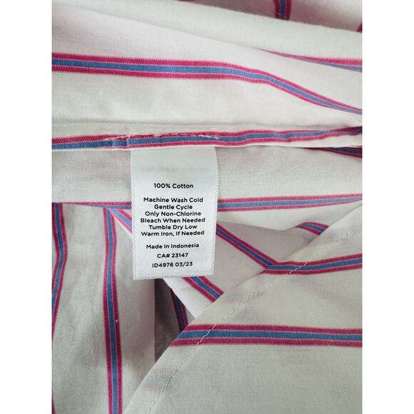 Talbots Button Down Shirt Pink Blue Stripe Large. Long Sleeve NWT Work Casual - Picture 5 of 7